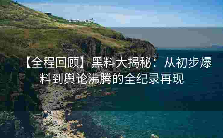 【全程回顾】黑料大揭秘：从初步爆料到舆论沸腾的全纪录再现