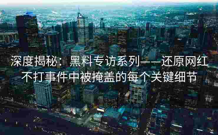 深度揭秘：黑料专访系列——还原网红不打事件中被掩盖的每个关键细节