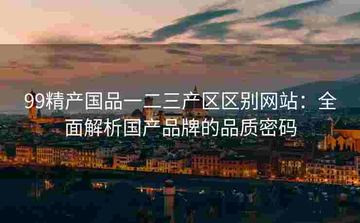 99精产国品一二三产区区别网站：全面解析国产品牌的品质密码