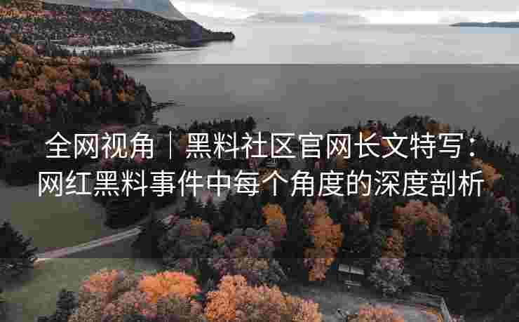 全网视角｜黑料社区官网长文特写：网红黑料事件中每个角度的深度剖析